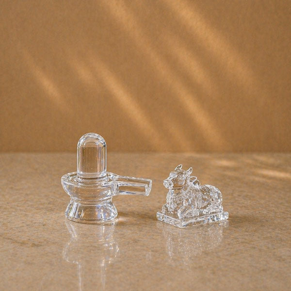 Sphatik Shivling + Sphatik Nandi