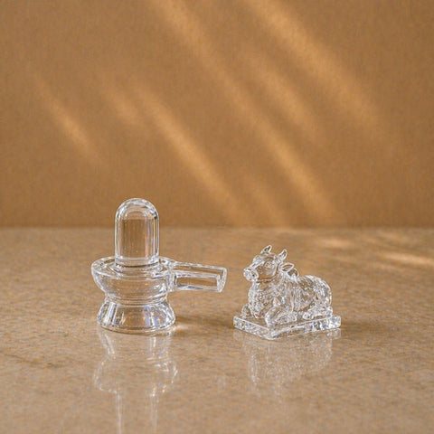 Sphatik Shivling + Sphatik Nandi