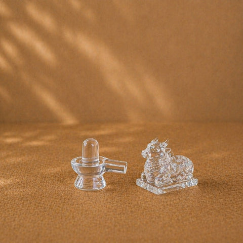 Sphatik Shivling + Sphatik Nandi